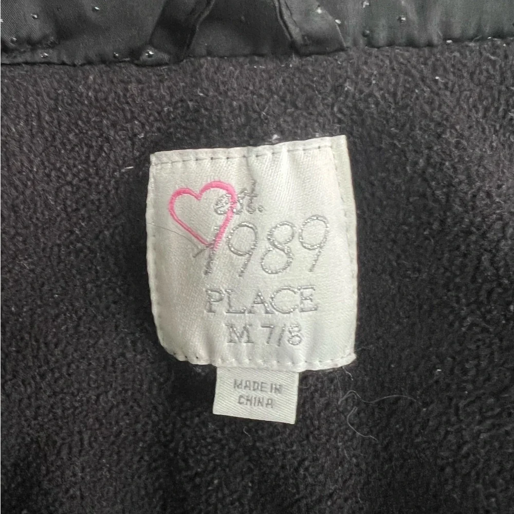 The Children’s Place Black Sparkly Fleece Lined Puffer Vest Size 7/8